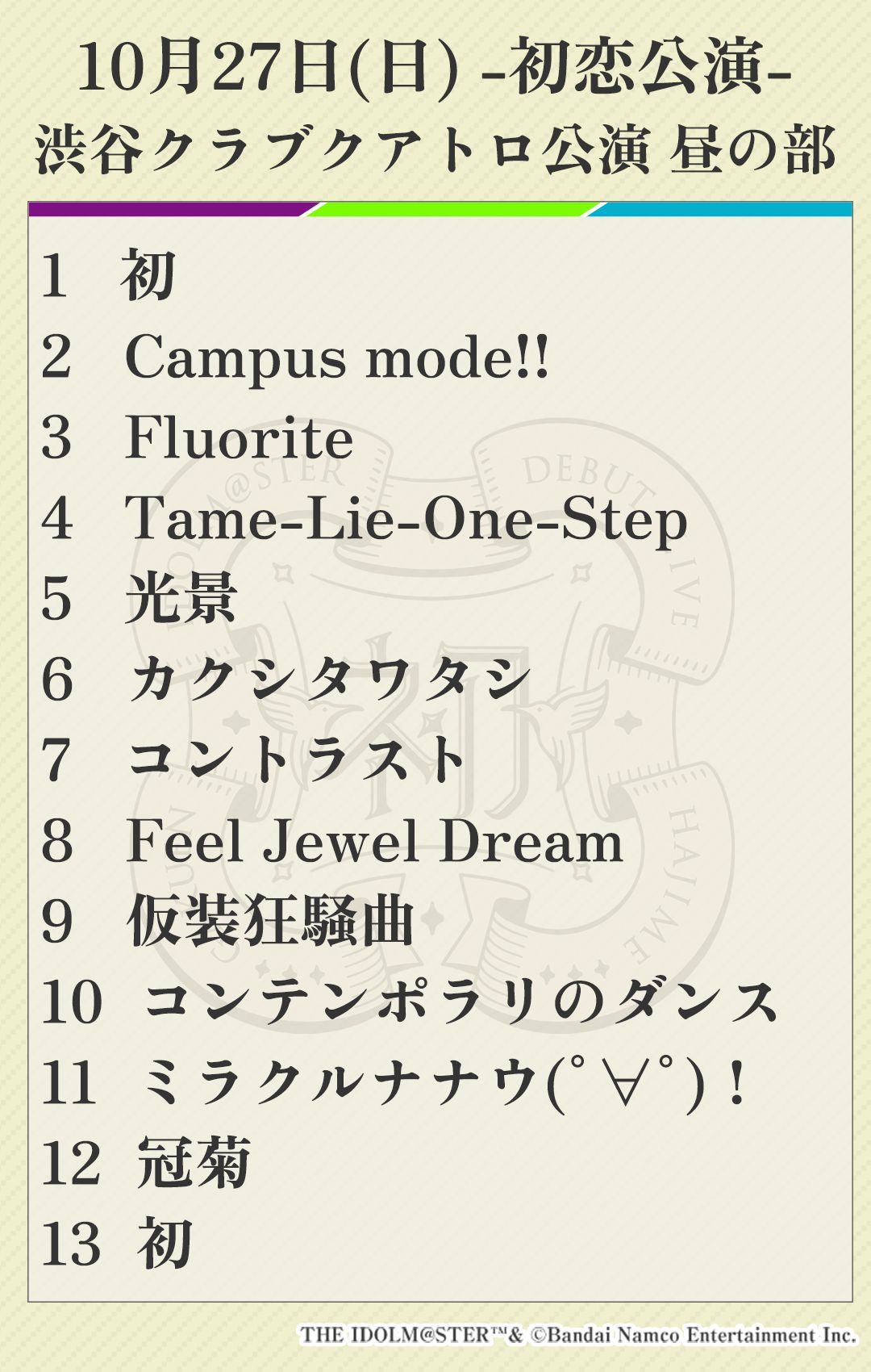 学マス】学園アイドルマスター DEBUT LIVE 初 TOUR 初声公演・初心公演