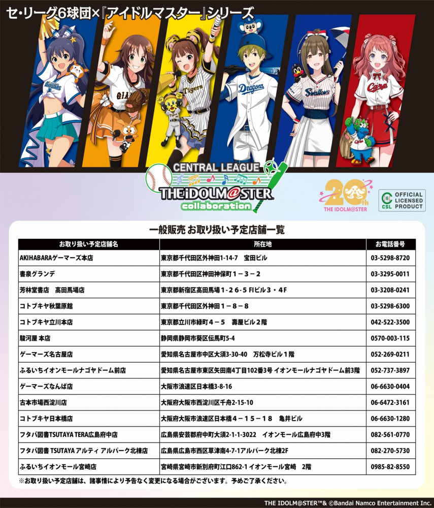 アイドルマスターシリーズ】プロ野球セントラル・リーグ6球団と